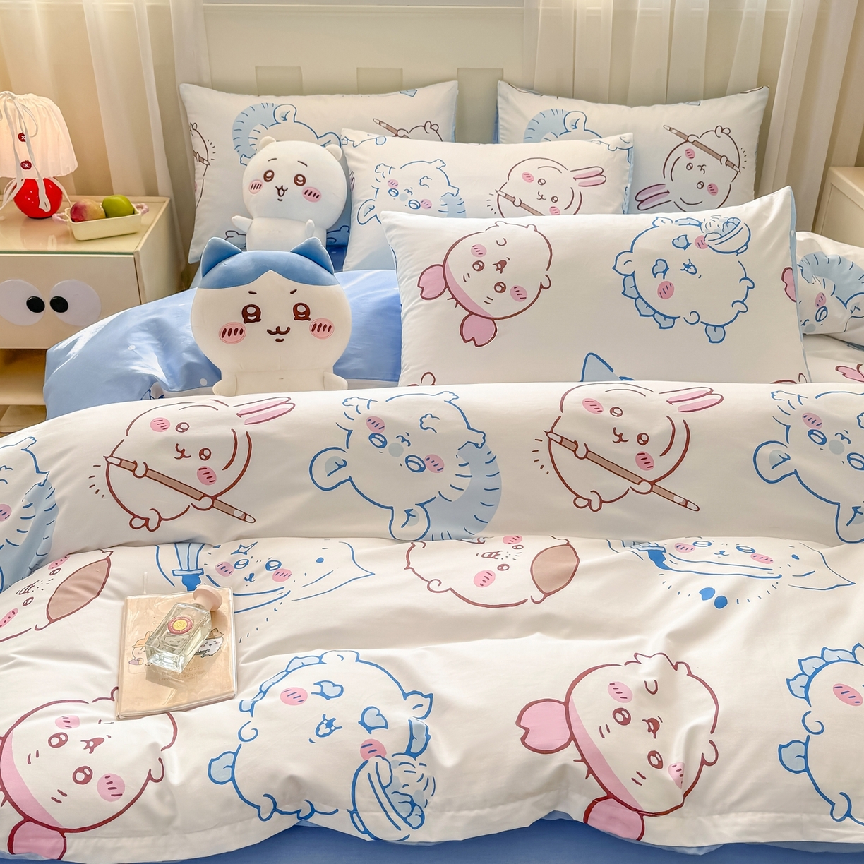 博雅 2025新款吉伊卡哇正版授权全棉卡通印花四件套 白色吉伊卡哇