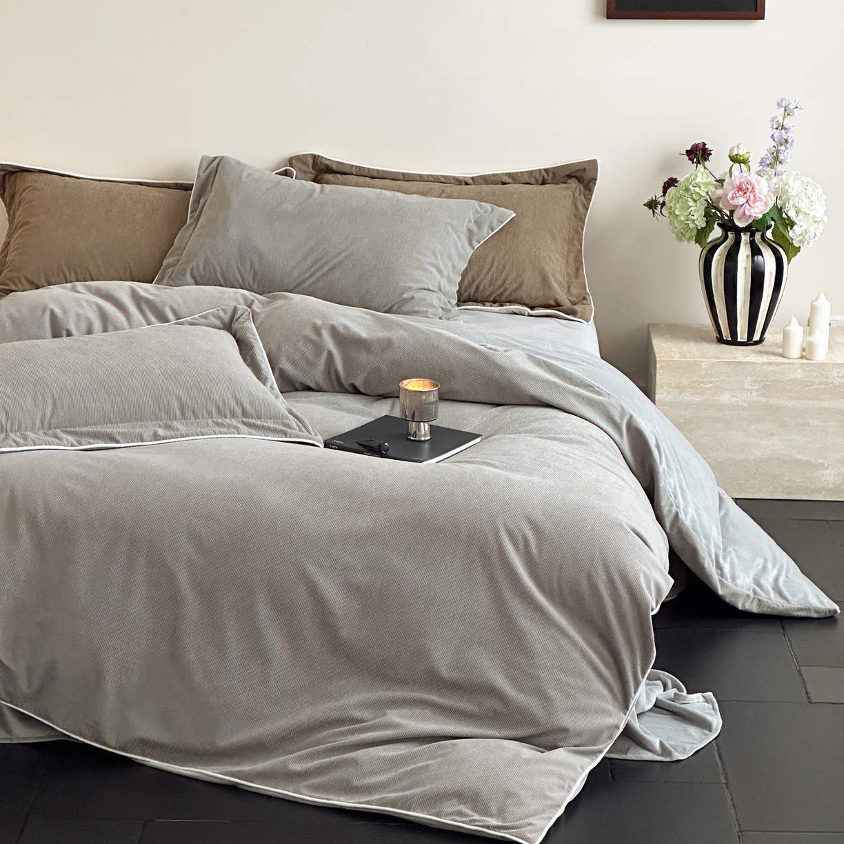 91家纺网 家纺一手货源 找家纺 ONE TWO ONE 121 【提供买家秀】【控价商品】2025新款提花婴儿绒四件套牛奶绒被套床单枕套毛毯被罩被子被芯床品控价 【卷后标准 268 加大 288 】会员-10 沉香-灰