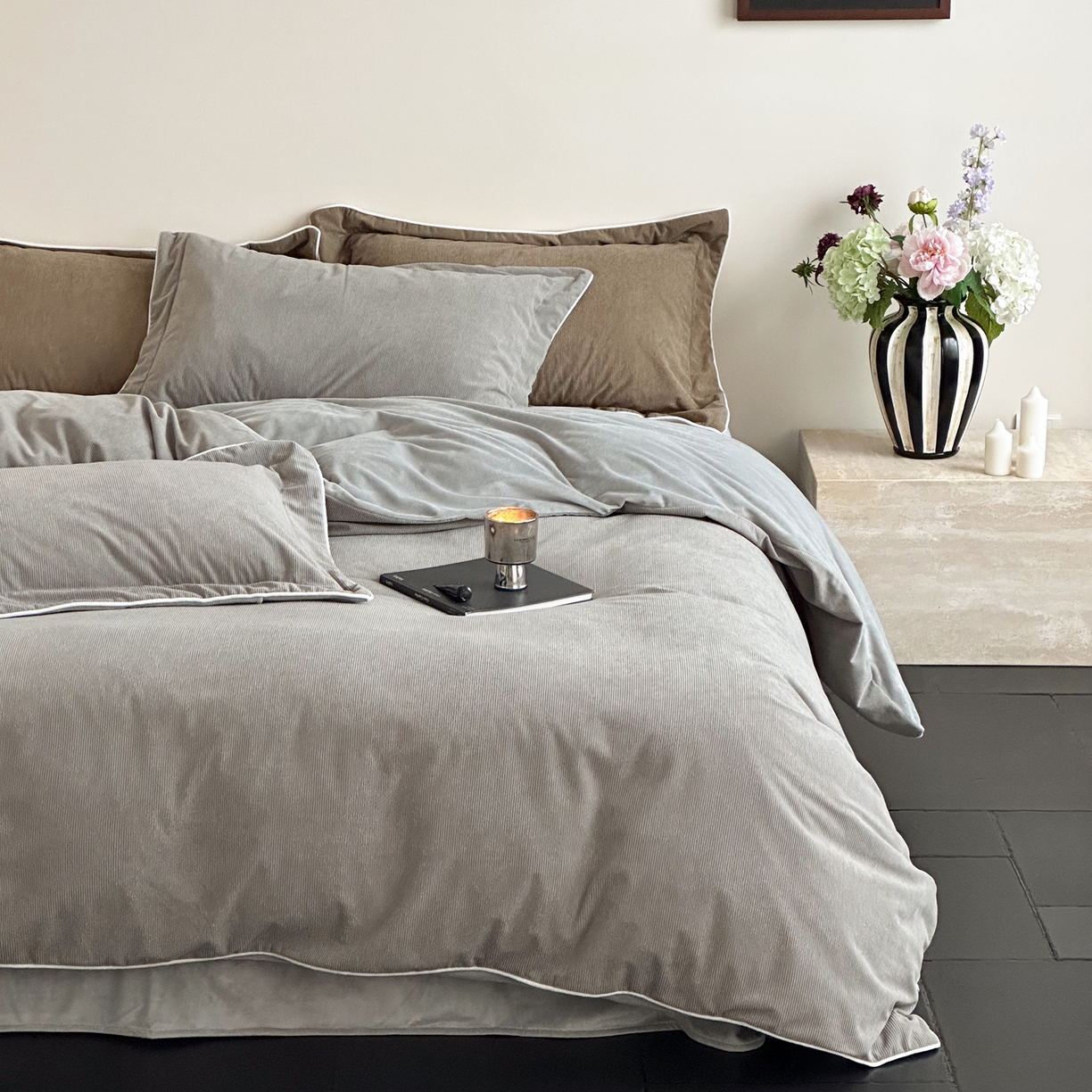 91家纺网 家纺一手货源 找家纺 ONE TWO ONE 121 【提供买家秀】【控价商品】2025新款提花婴儿绒四件套牛奶绒被套床单枕套毛毯被罩被子被芯床品控价 【卷后标准 268 加大 288 】会员-10 沉香-灰