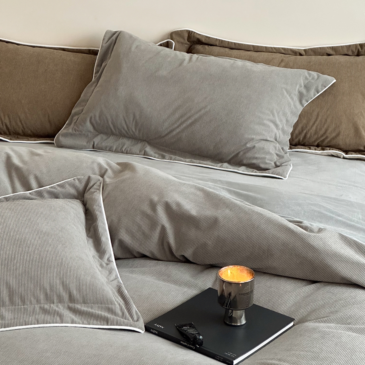 91家纺网 家纺一手货源 找家纺 ONE TWO ONE 121 【提供买家秀】【控价商品】2025新款提花婴儿绒四件套牛奶绒被套床单枕套毛毯被罩被子被芯床品控价 【卷后标准 268 加大 288 】会员-10 沉香-灰