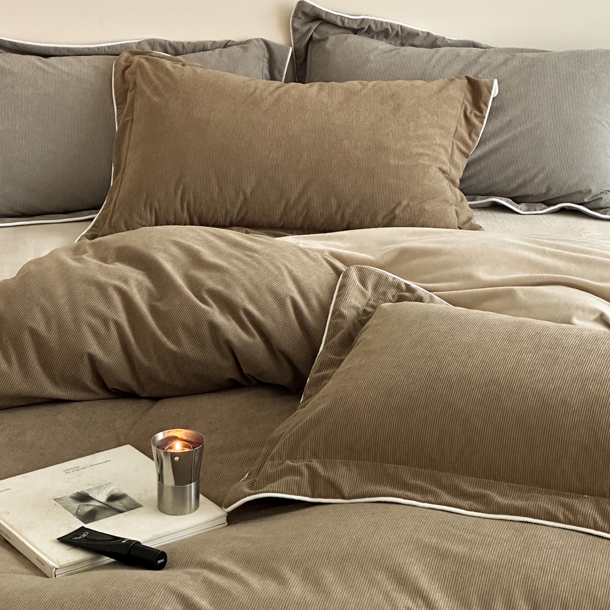 91家纺网 家纺一手货源 找家纺 ONE TWO ONE 121 【提供买家秀】【控价商品】2025新款提花婴儿绒四件套牛奶绒被套床单枕套毛毯被罩被子被芯床品控价 【卷后标准 268 加大 288 】会员-10 沉香-棕