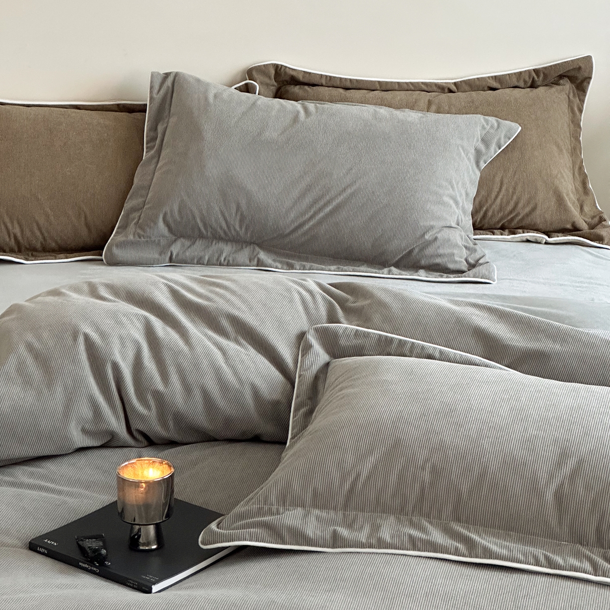 91家纺网 家纺一手货源 找家纺 ONE TWO ONE 121 【提供买家秀】【控价商品】2025新款提花婴儿绒四件套牛奶绒被套床单枕套毛毯被罩被子被芯床品控价 【卷后标准 268 加大 288 】会员-10 沉香-灰