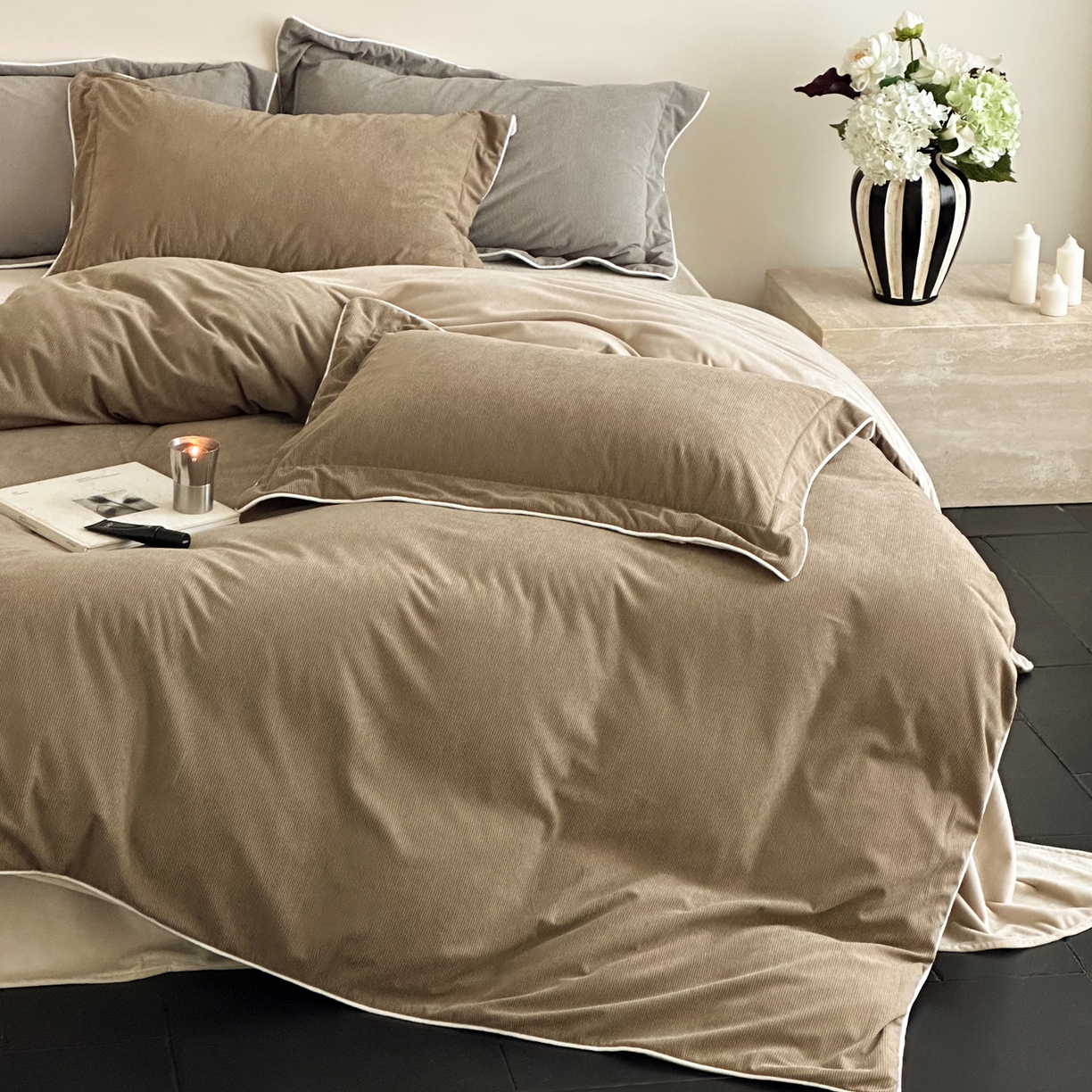 91家纺网 家纺一手货源 找家纺 ONE TWO ONE 121 【提供买家秀】【控价商品】2025新款提花婴儿绒四件套牛奶绒被套床单枕套毛毯被罩被子被芯床品控价 【卷后标准 268 加大 288 】会员-10 沉香-棕