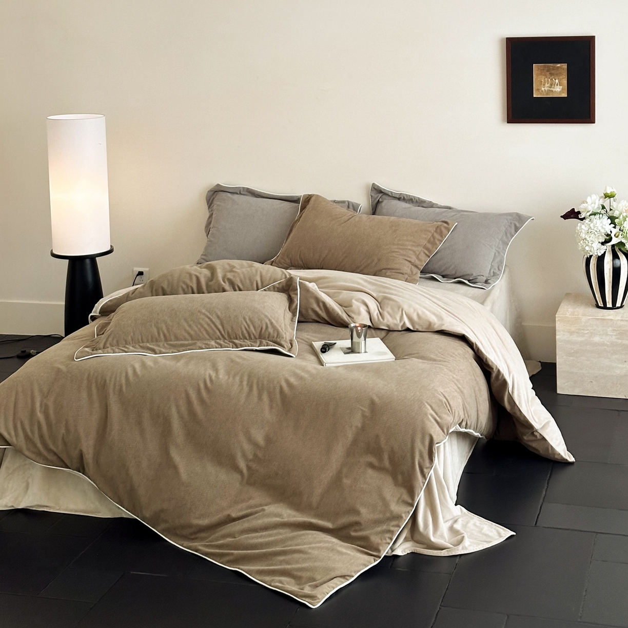 91家纺网 家纺一手货源 找家纺 ONE TWO ONE 121 【提供买家秀】【控价商品】2025新款提花婴儿绒四件套牛奶绒被套床单枕套毛毯被罩被子被芯床品控价 【卷后标准 268 加大 288 】会员-10 沉香-棕