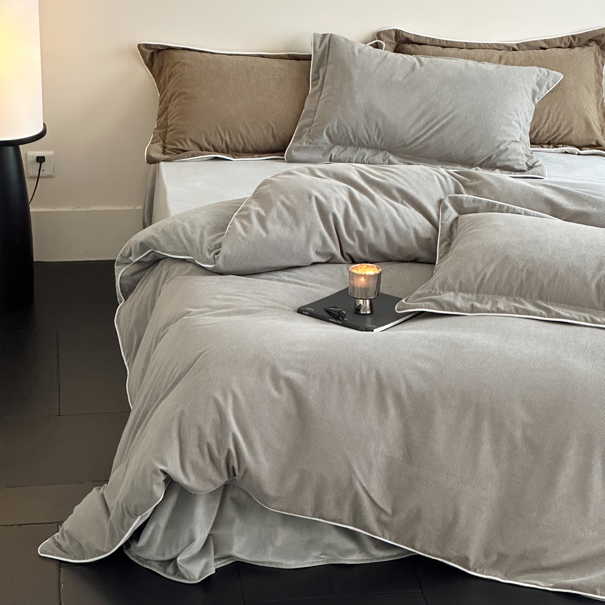 91家纺网 家纺一手货源 找家纺 ONE TWO ONE 121 【提供买家秀】【控价商品】2025新款提花婴儿绒四件套牛奶绒被套床单枕套毛毯被罩被子被芯床品控价 【卷后标准 268 加大 288 】会员-10 沉香-灰