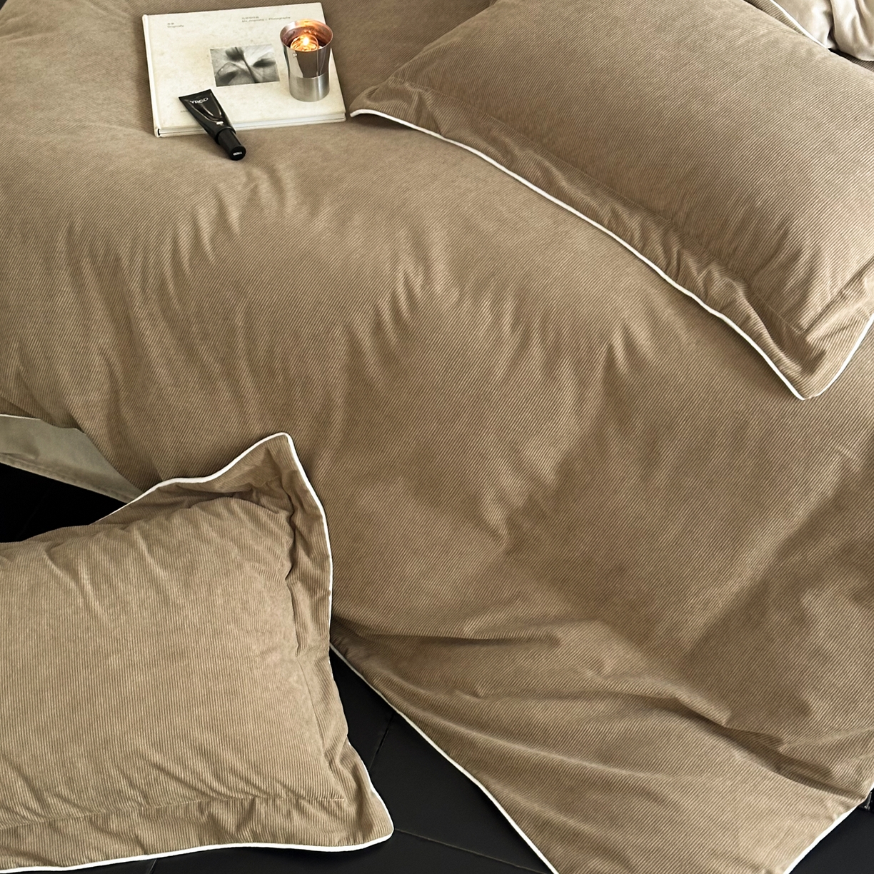 91家纺网 家纺一手货源 找家纺 ONE TWO ONE 121 【提供买家秀】【控价商品】2025新款提花婴儿绒四件套牛奶绒被套床单枕套毛毯被罩被子被芯床品控价 【卷后标准 268 加大 288 】会员-10 沉香-棕