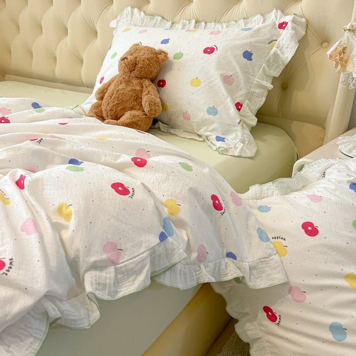 91家纺网 家纺一手货源 找家纺 （总）繁花家居 2025新款高弹线云感木棉多层纱花边超软四件套-风格二