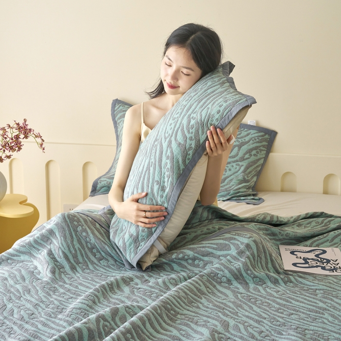 91家纺网 家纺一手货源 找家纺 （总）棠薇家纺 2025新款提花绑带款枕巾棉纱布枕巾夹棉枕头巾