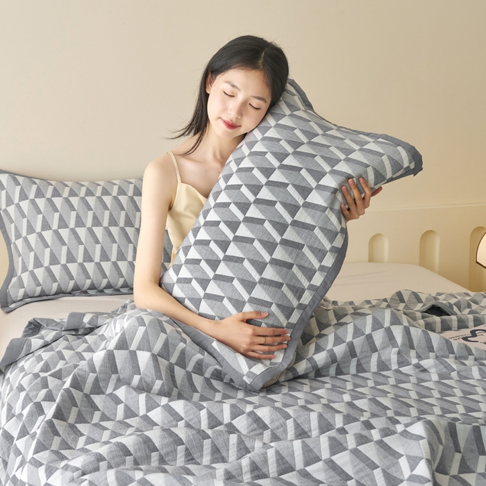 91家纺网 家纺一手货源 找家纺 （总）棠薇家纺 2025新款提花绑带款枕巾棉纱布枕巾夹棉枕头巾