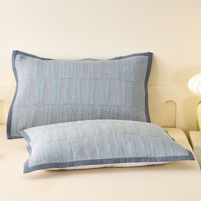 91家纺网 家纺一手货源 找家纺 棠薇家纺 2025新款提花绑带款枕巾棉纱布枕巾夹棉枕头巾 古典风情