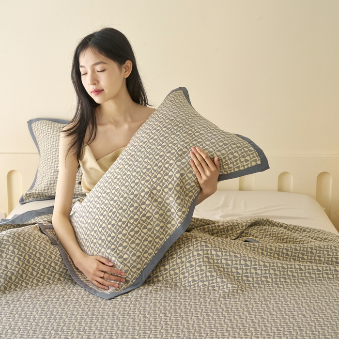 棠薇家纺 2025新款提花绑带款枕巾棉纱布枕巾夹棉枕头巾 罗马故事