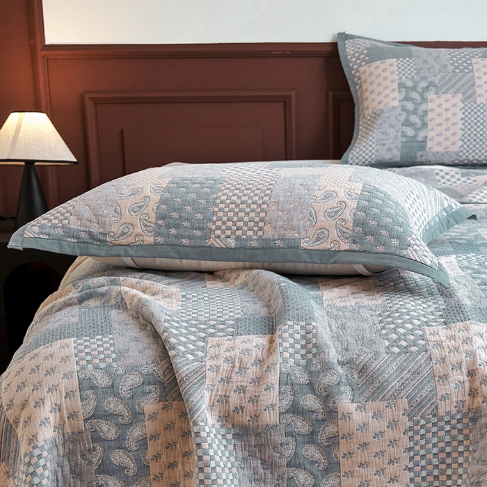 91家纺网 家纺一手货源 找家纺 棠薇家纺 2025新款提花绑带款枕巾棉纱布枕巾夹棉枕头巾 欧式风尚