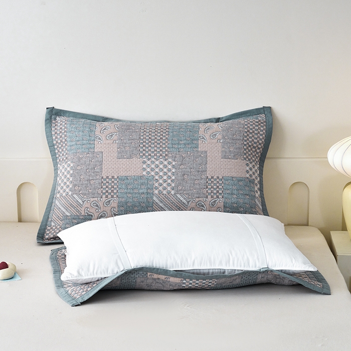 91家纺网 家纺一手货源 找家纺 棠薇家纺 2025新款提花绑带款枕巾棉纱布枕巾夹棉枕头巾 欧式风尚