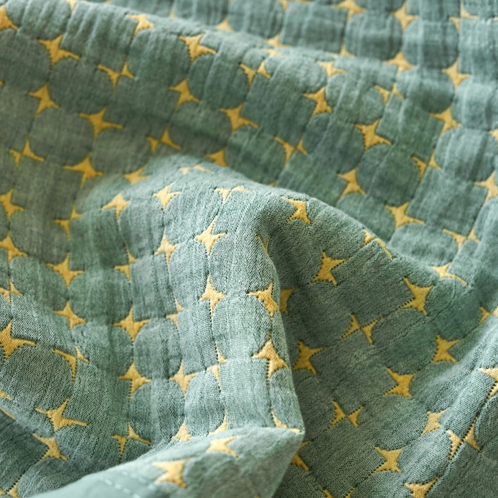 91家纺网 家纺一手货源 找家纺 棠薇家纺 2025新款提花绑带款枕巾棉纱布枕巾夹棉枕头巾 星空绿