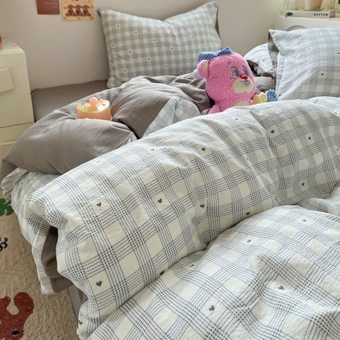 91家纺网 家纺一手货源 找家纺 （总）玉海棠家纺 2025新款云感提花双层纱印花系列四件套-场景二