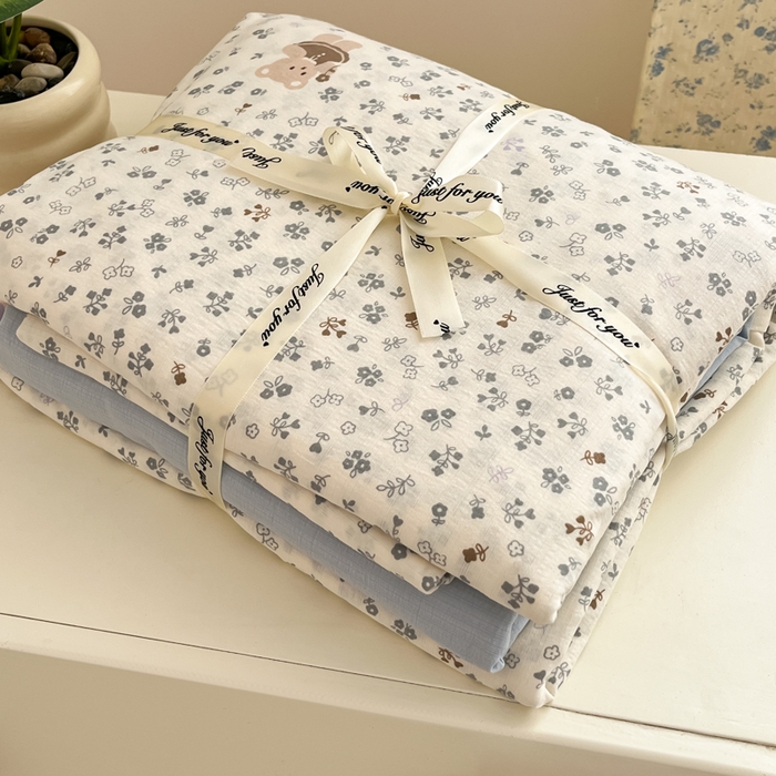 91家纺网 家纺一手货源 找家纺 （总）玉海棠家纺 2025新款云感提花双层纱印花系列四件套-场景二