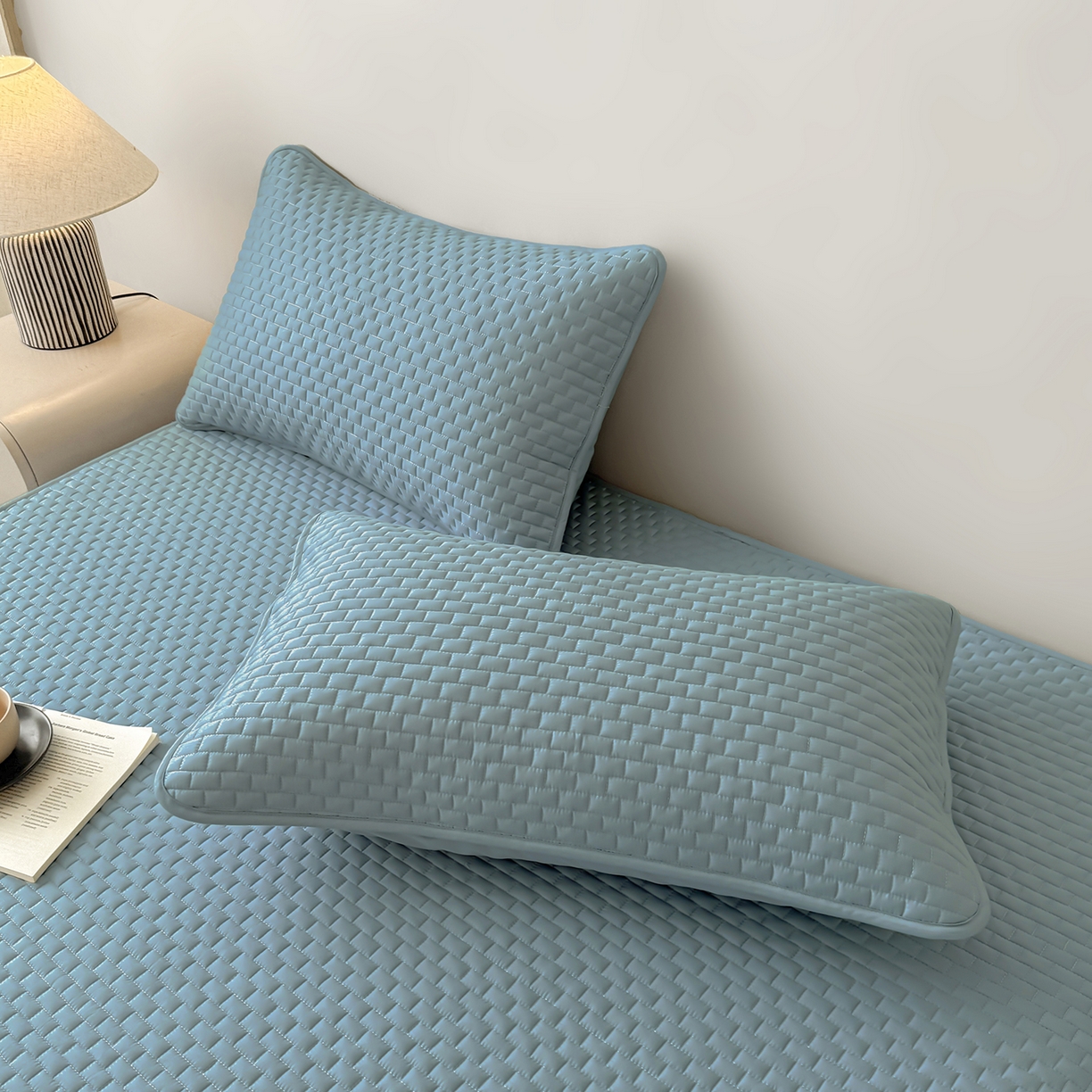 91家纺网 家纺一手货源 找家纺 居眠 2025新款莱尔-100%全棉棉花床笠 莱尔-蓝