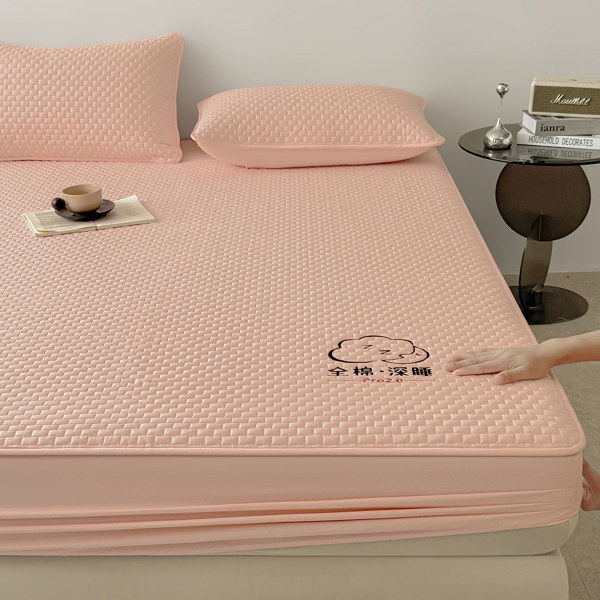 91家纺网 家纺一手货源 找家纺 居眠 2025新款莱尔-100%全棉棉花床笠 莱尔-粉