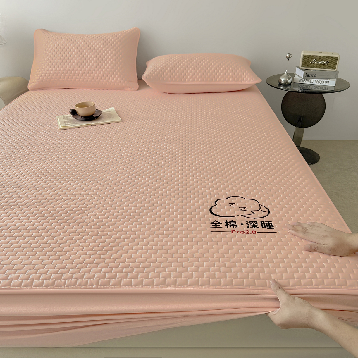 91家纺网 家纺一手货源 找家纺 居眠 2025新款莱尔-100%全棉棉花床笠 莱尔-粉