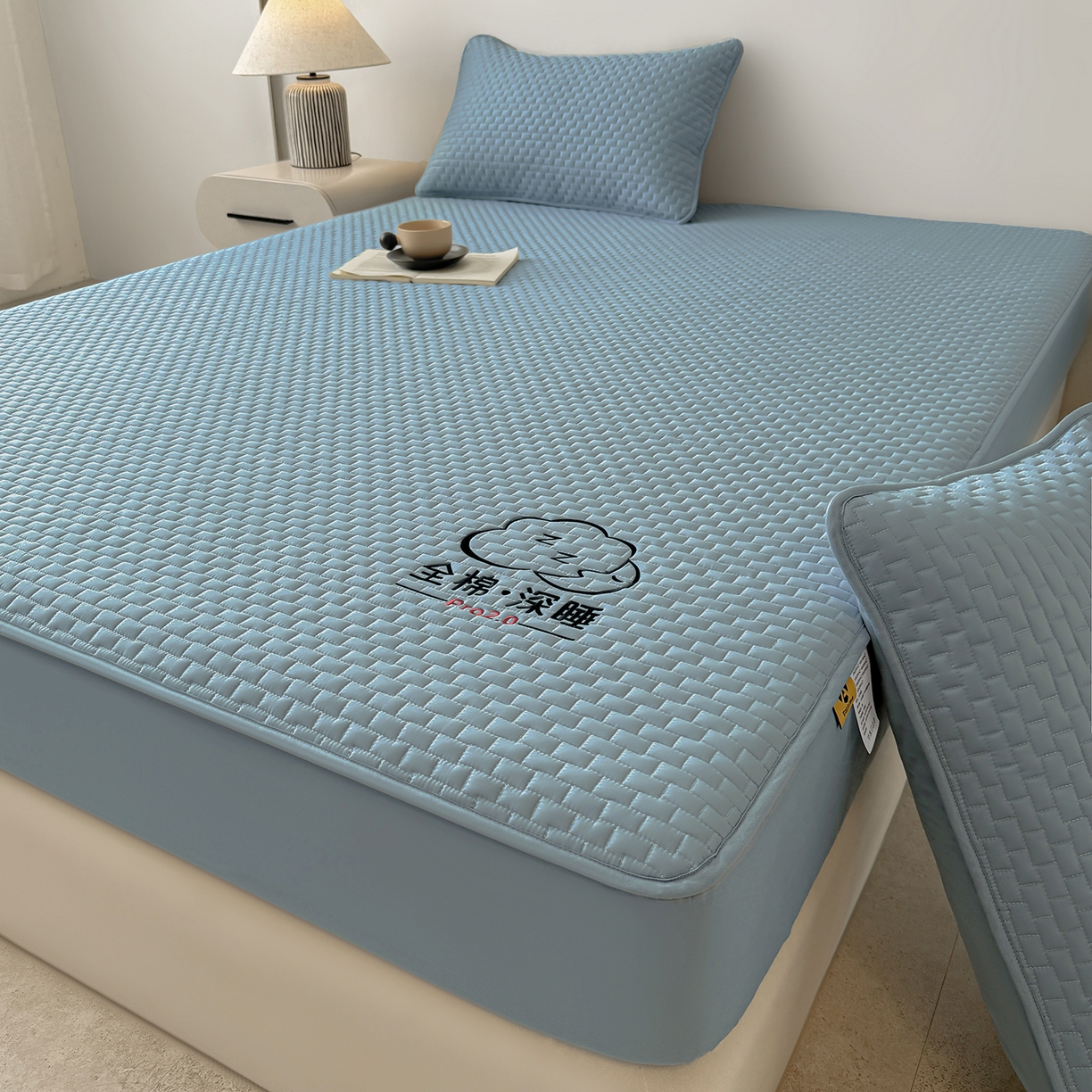 91家纺网 家纺一手货源 找家纺 居眠 2025新款莱尔-100%全棉棉花床笠 莱尔-蓝