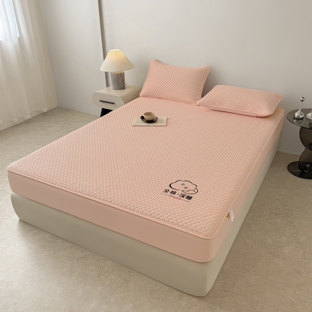 91家纺网 家纺一手货源 找家纺 居眠 2025新款莱尔-100%全棉棉花床笠 莱尔-粉