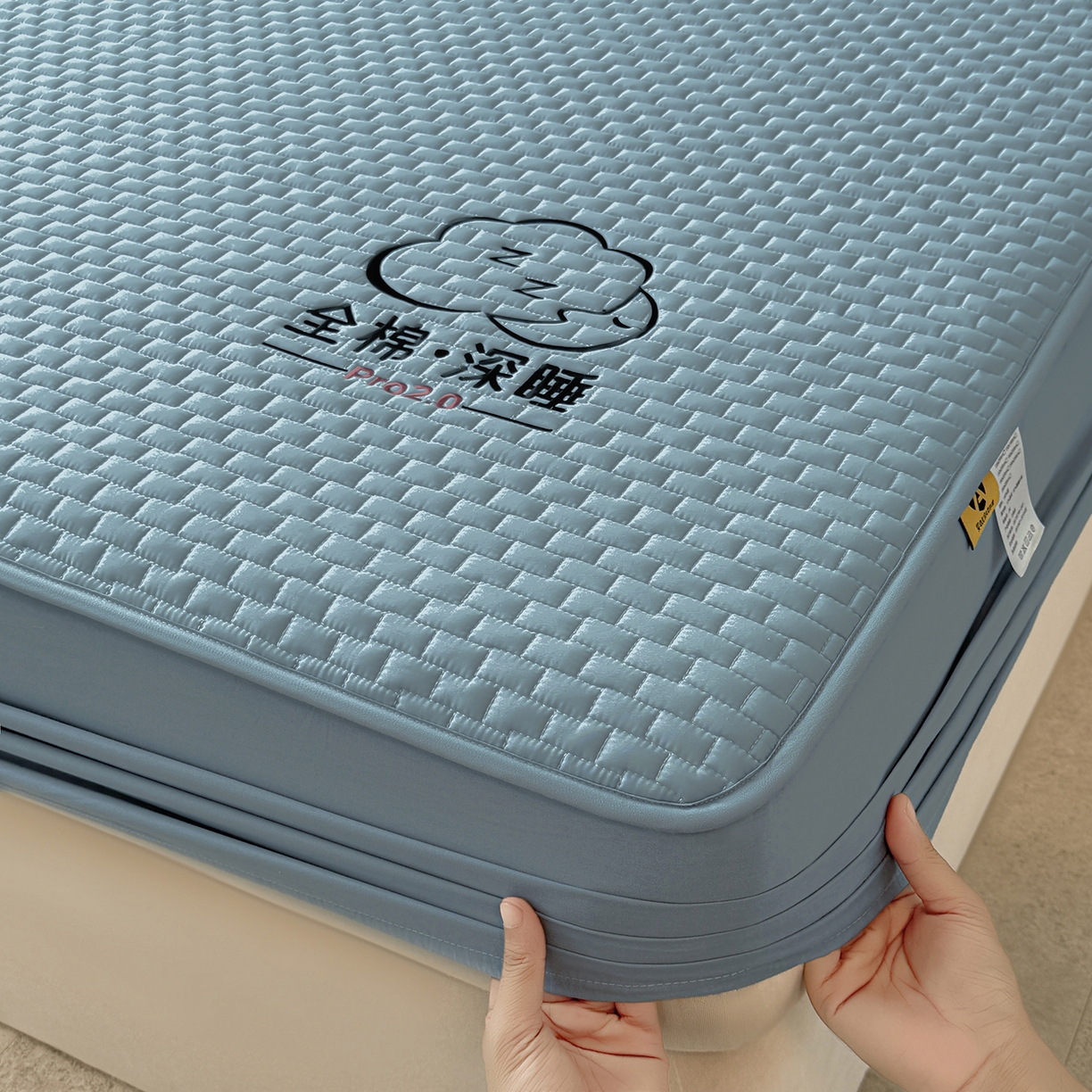 91家纺网 家纺一手货源 找家纺 居眠 2025新款莱尔-100%全棉棉花床笠 莱尔-蓝