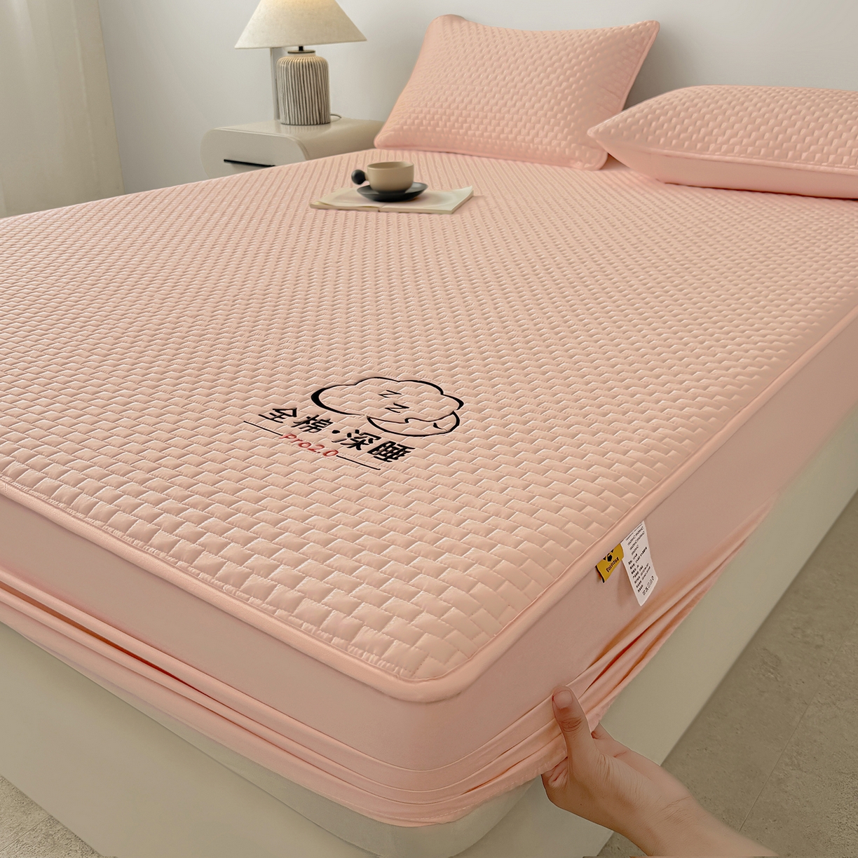 91家纺网 家纺一手货源 找家纺 居眠 2025新款莱尔-100%全棉棉花床笠 莱尔-粉