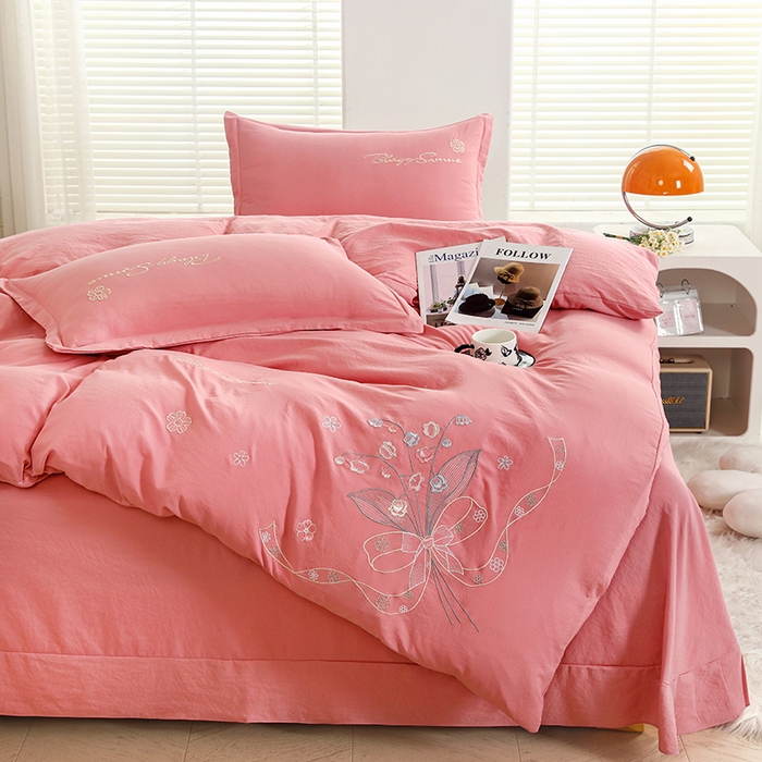 91家纺网 家纺一手货源 找家纺 （总）天之悦家纺 2025新款水洗棉刺绣四件套-花颜