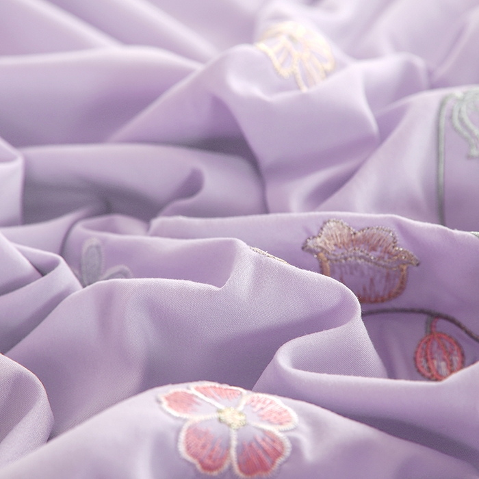 91家纺网 家纺一手货源 找家纺 天之悦家纺 2025新款水洗棉刺绣四件套-花颜 花颜-紫