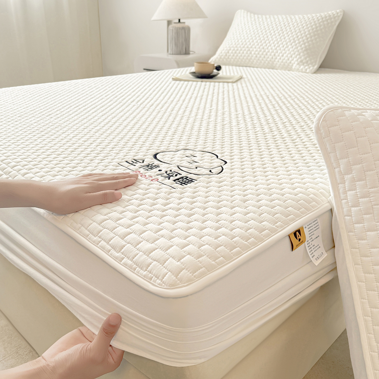 91家纺网 家纺一手货源 找家纺 居眠 2025新款莱尔-100%全棉棉花床笠 莱尔-白