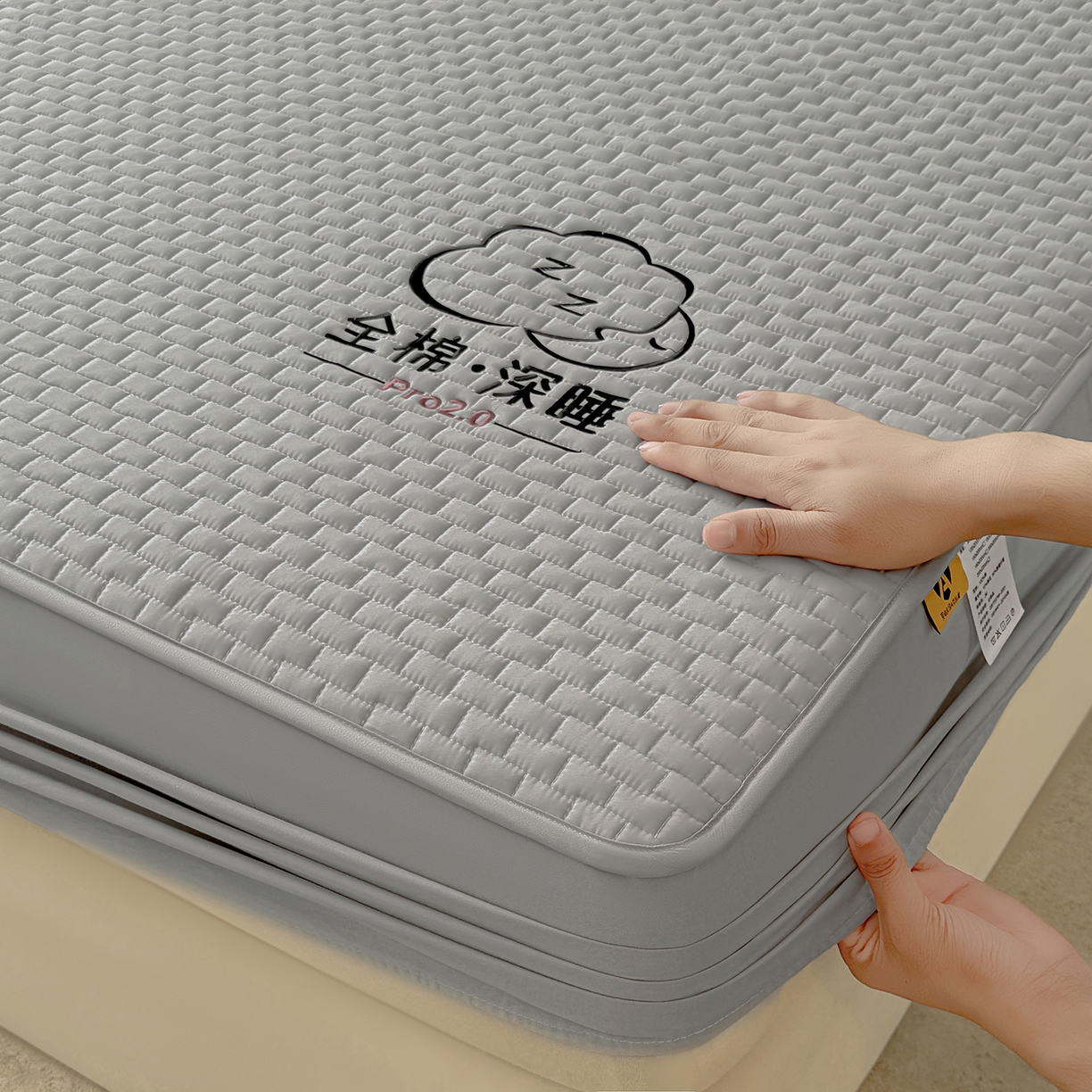 91家纺网 家纺一手货源 找家纺 居眠 2025新款莱尔-100%全棉棉花床笠 莱尔-灰