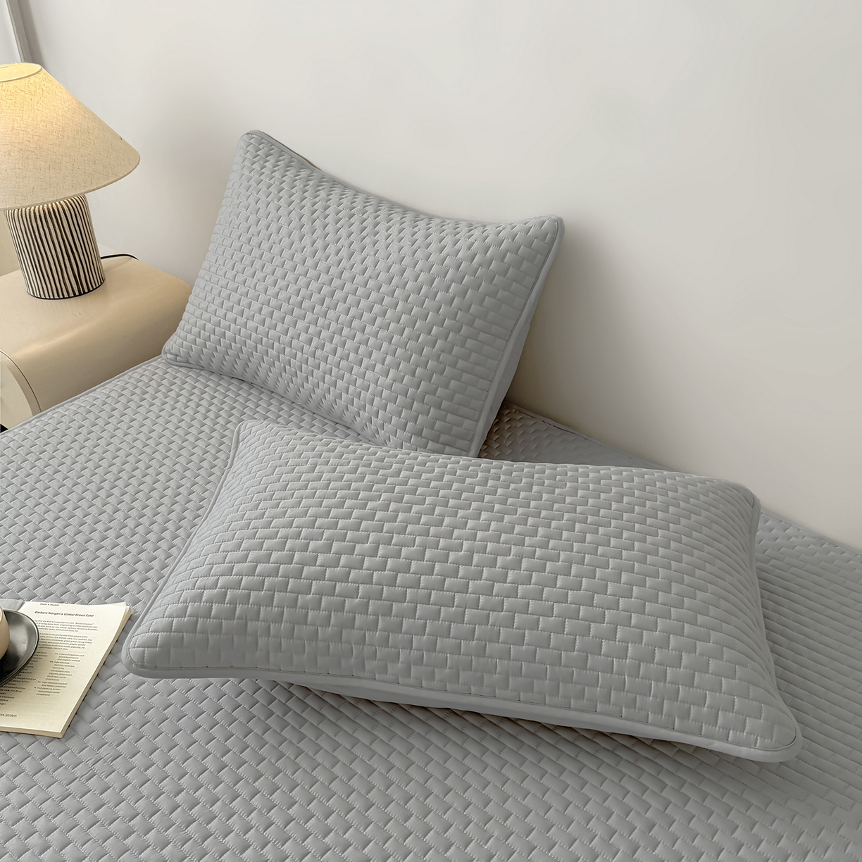 91家纺网 家纺一手货源 找家纺 居眠 2025新款莱尔-100%全棉棉花床笠 莱尔-灰