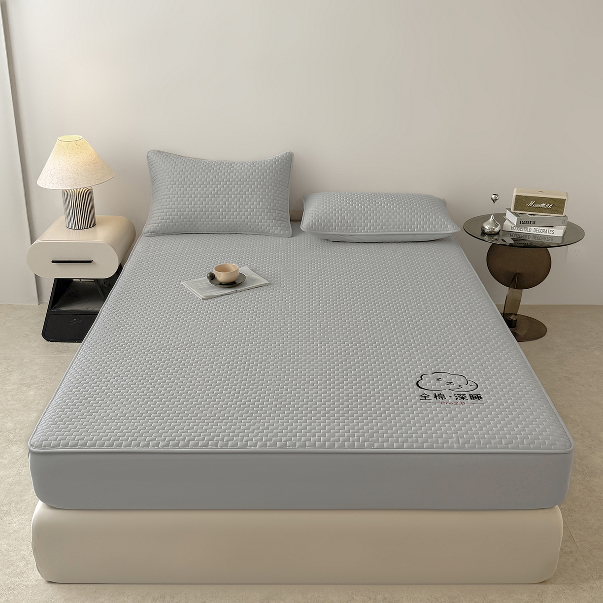 91家纺网 家纺一手货源 找家纺 居眠 2025新款莱尔-100%全棉棉花床笠 莱尔-灰