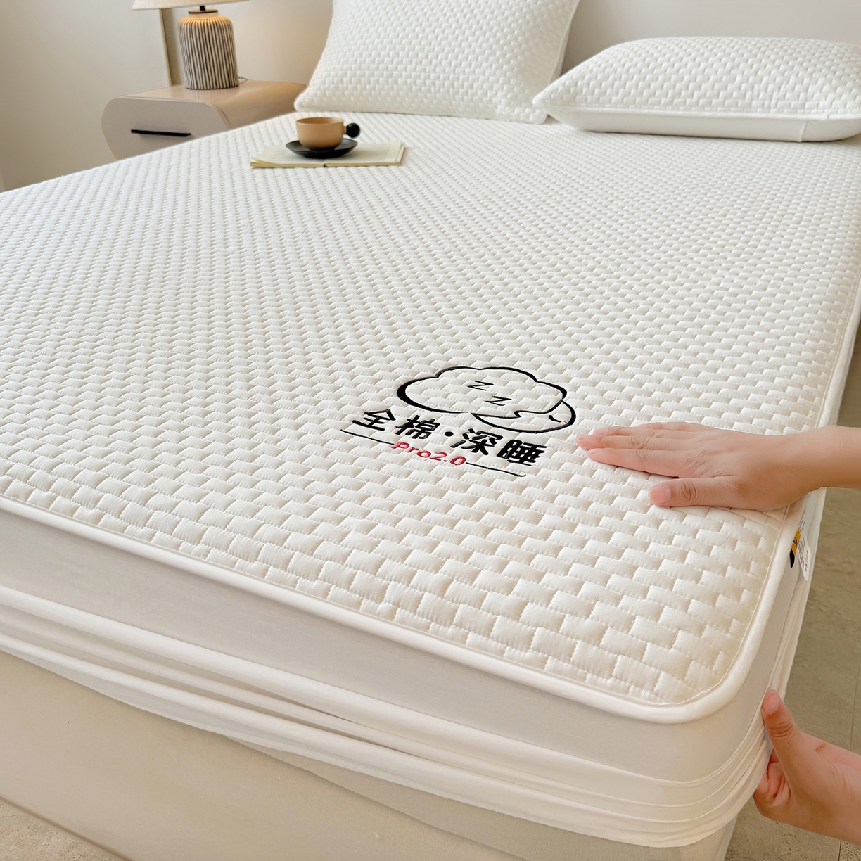 91家纺网 家纺一手货源 找家纺 居眠 2025新款莱尔-100%全棉棉花床笠 莱尔-白