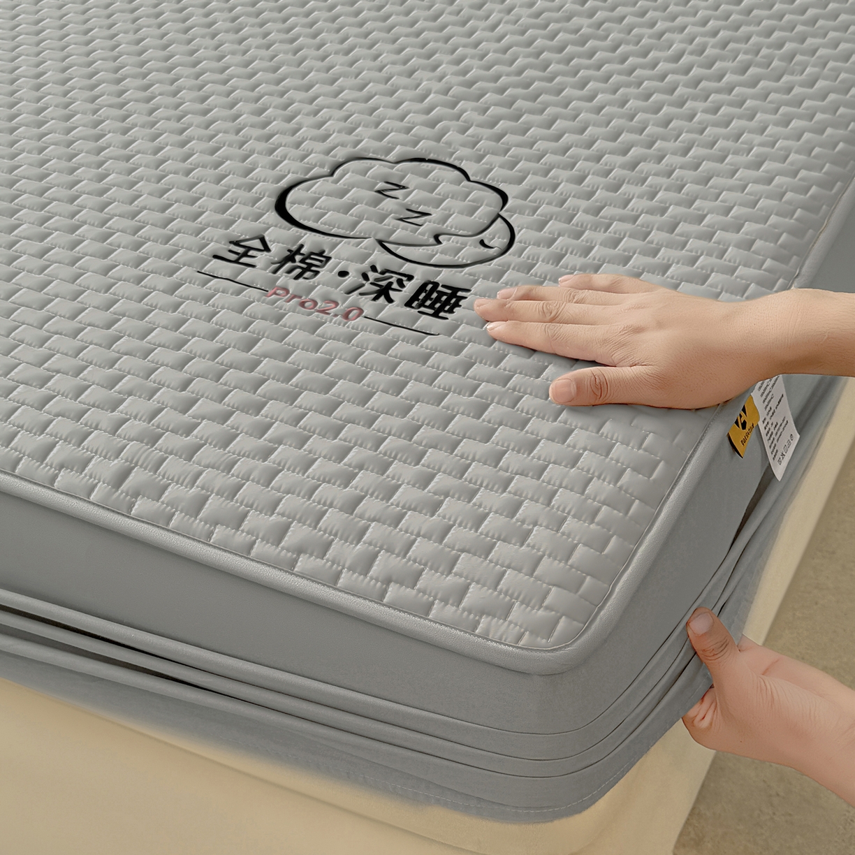 91家纺网 家纺一手货源 找家纺 居眠 2025新款莱尔-100%全棉棉花床笠 莱尔-灰