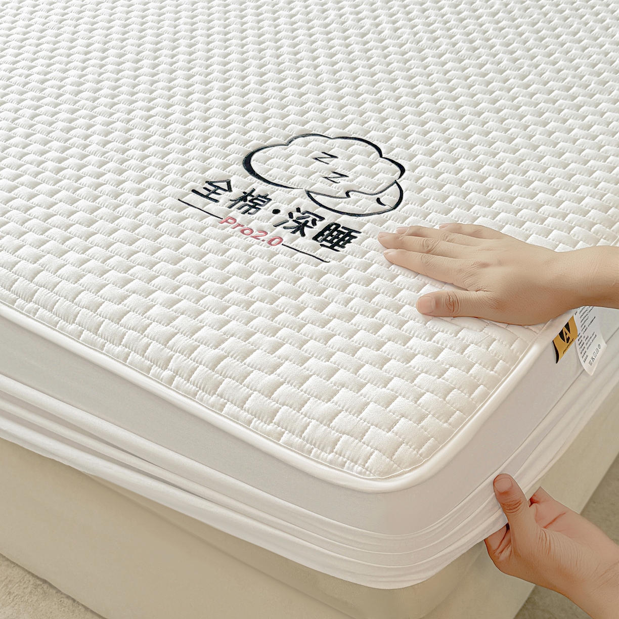 91家纺网 家纺一手货源 找家纺 居眠 2025新款莱尔-100%全棉棉花床笠 莱尔-白