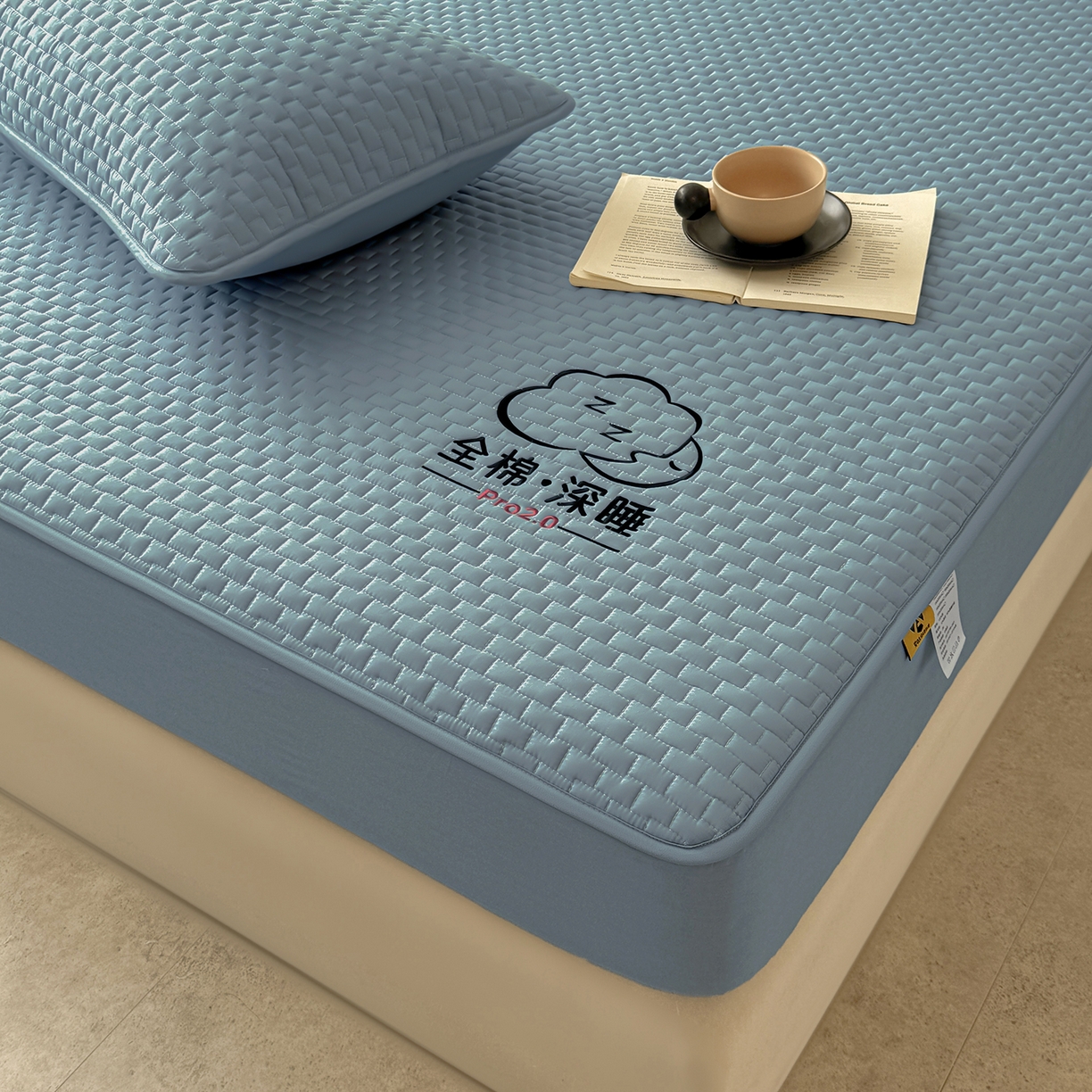 91家纺网 家纺一手货源 找家纺 居眠 2025新款莱尔-100%全棉棉花床笠 莱尔-蓝