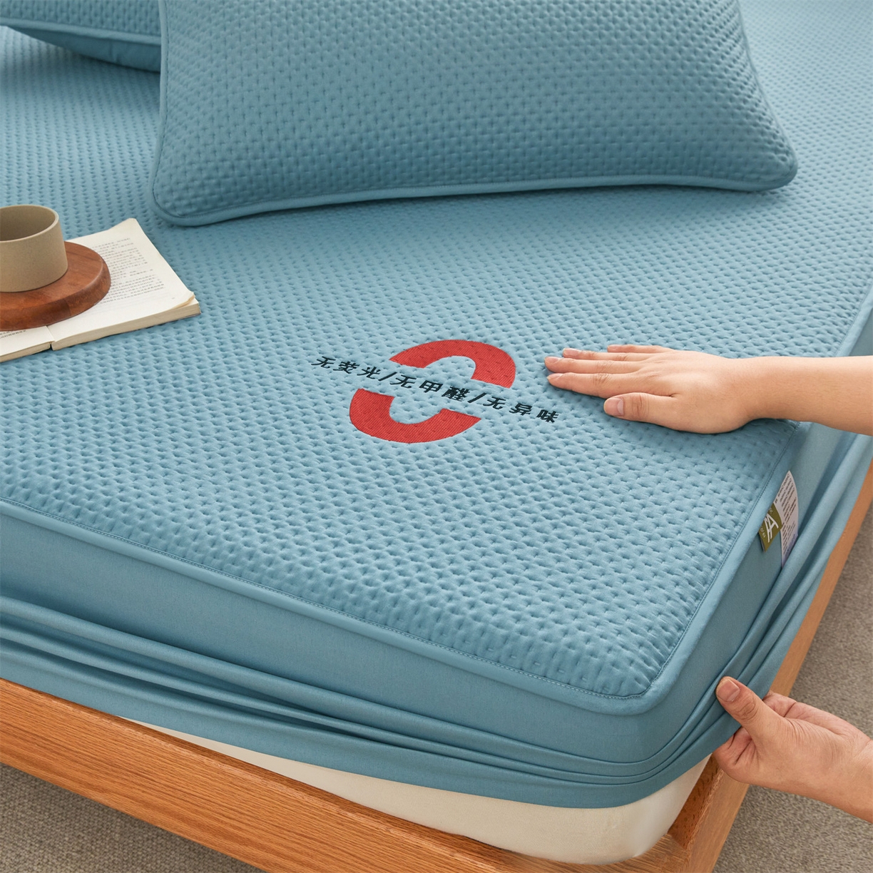 91家纺网 家纺一手货源 找家纺 居眠 2025新款安睡-防水棉花床笠 安睡-蓝