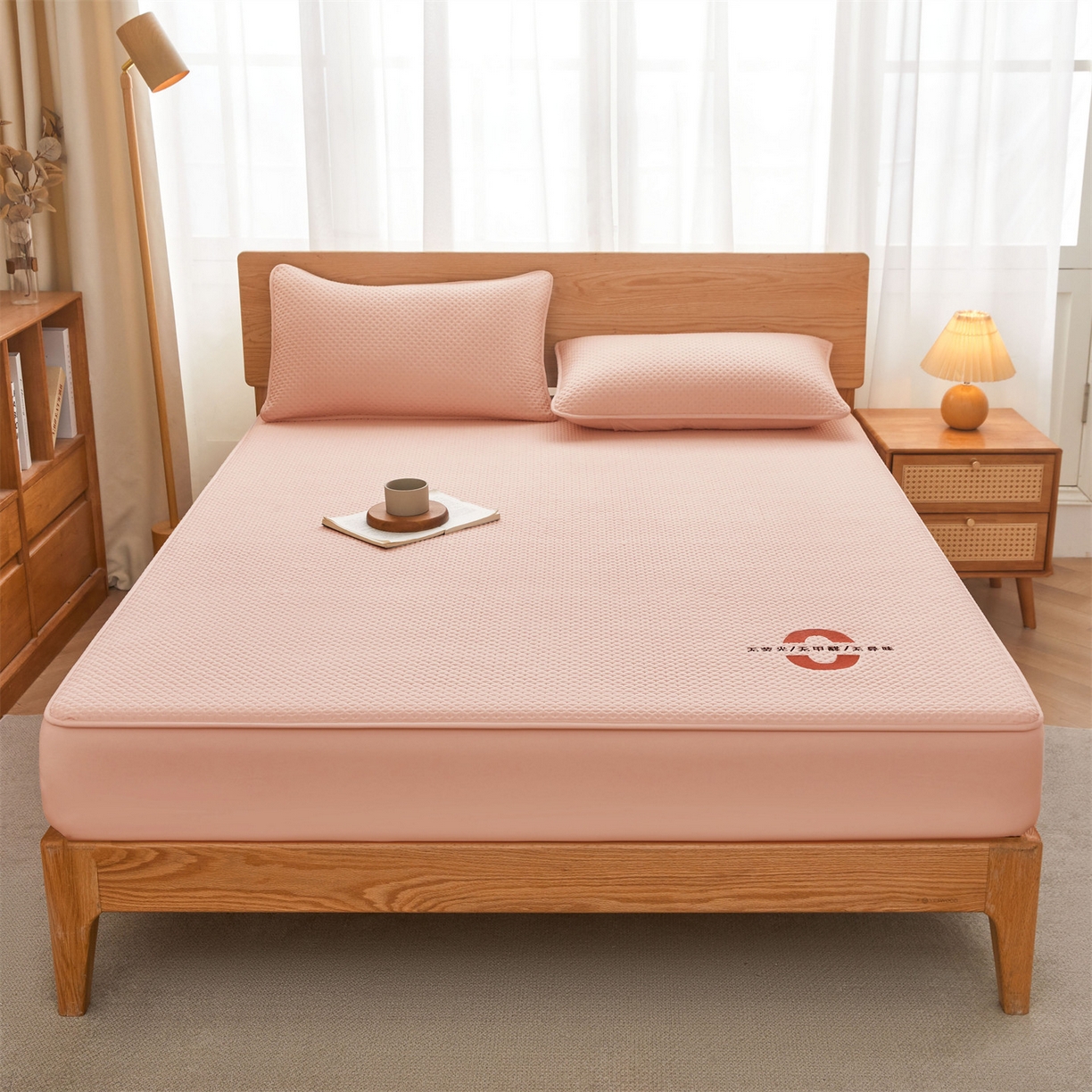 91家纺网 家纺一手货源 找家纺 居眠 2025新款安睡-防水棉花床笠 安睡-粉