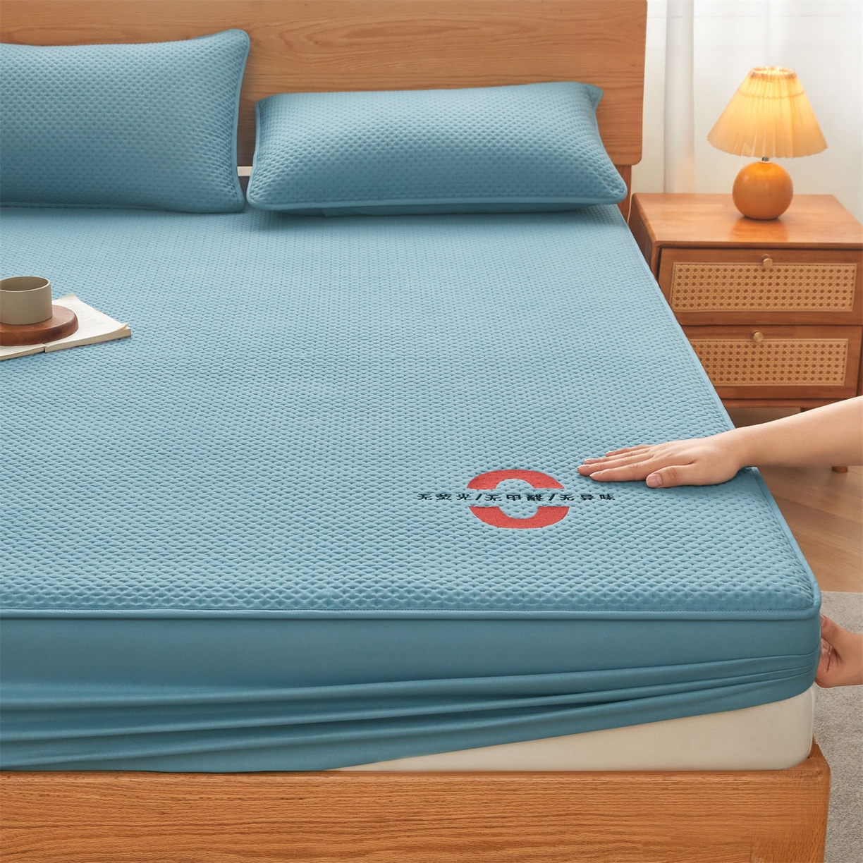 91家纺网 家纺一手货源 找家纺 居眠 2025新款安睡-防水棉花床笠 安睡-蓝