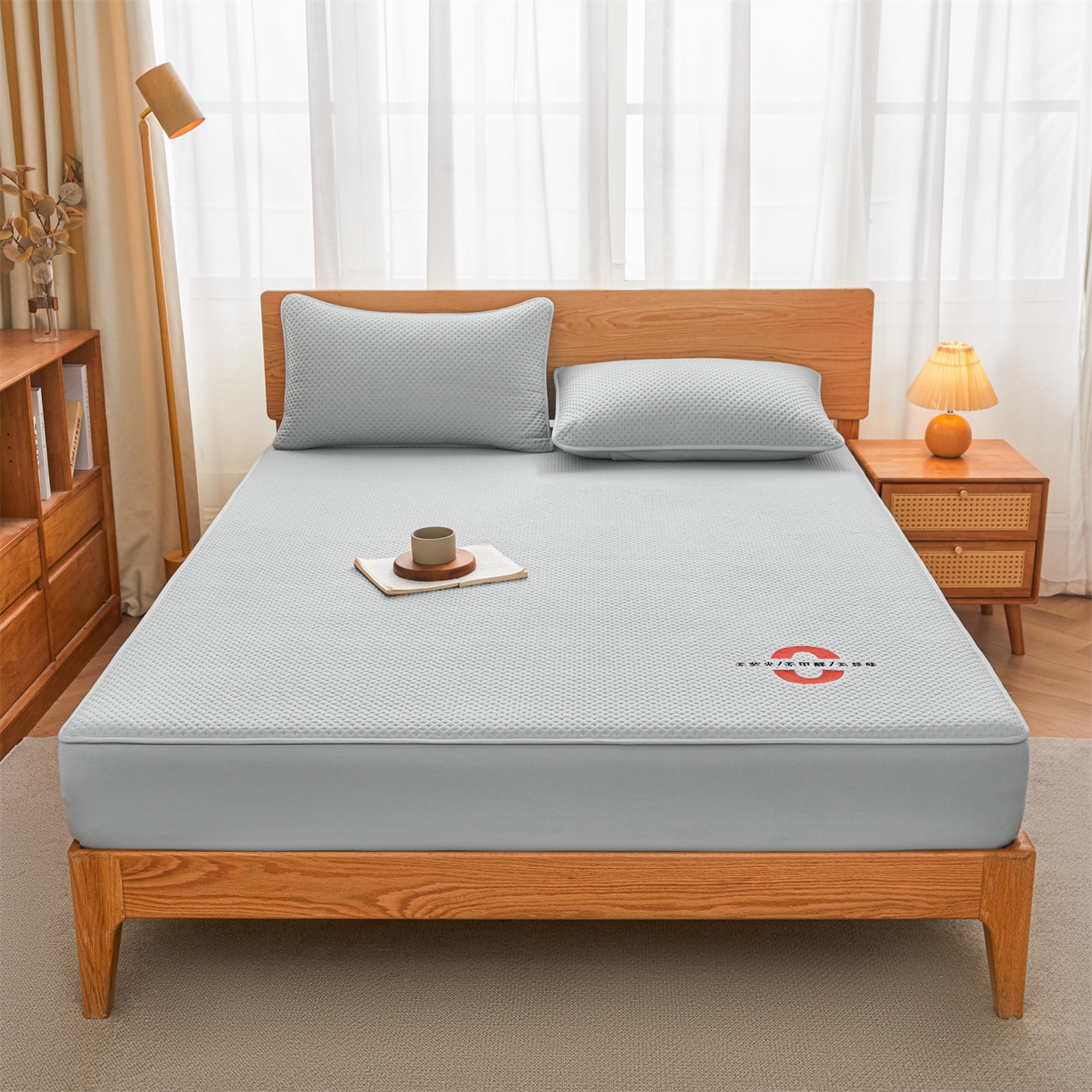 91家纺网 家纺一手货源 找家纺 居眠 2025新款安睡-防水棉花床笠 安睡-灰