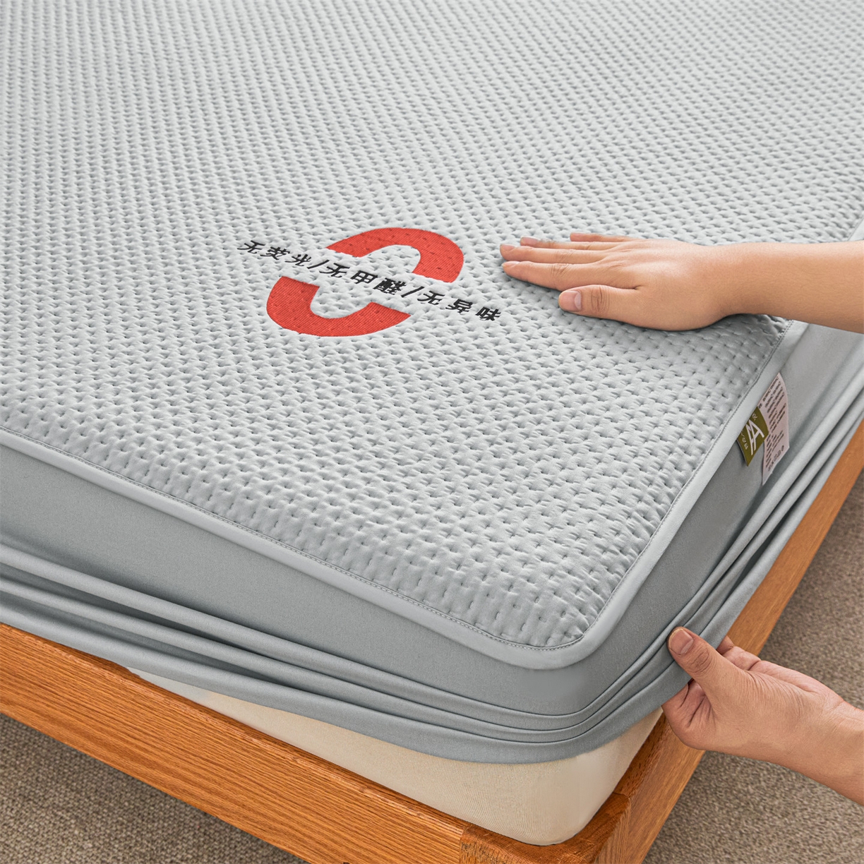 91家纺网 家纺一手货源 找家纺 居眠 2025新款安睡-防水棉花床笠 安睡-灰