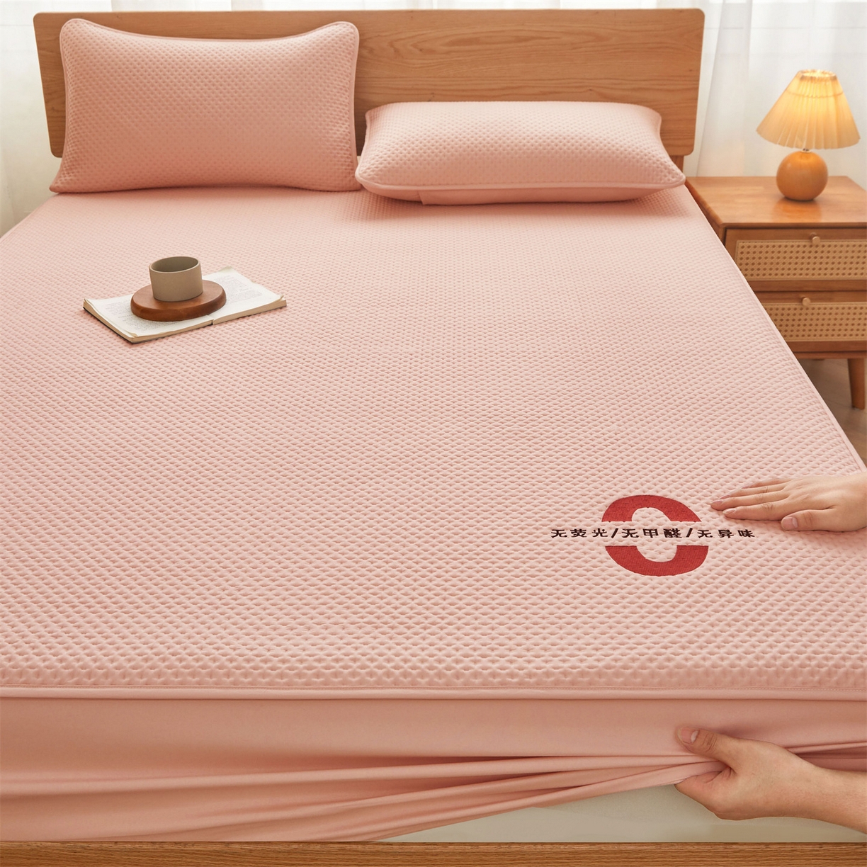 91家纺网 家纺一手货源 找家纺 居眠 2025新款安睡-防水棉花床笠 安睡-粉