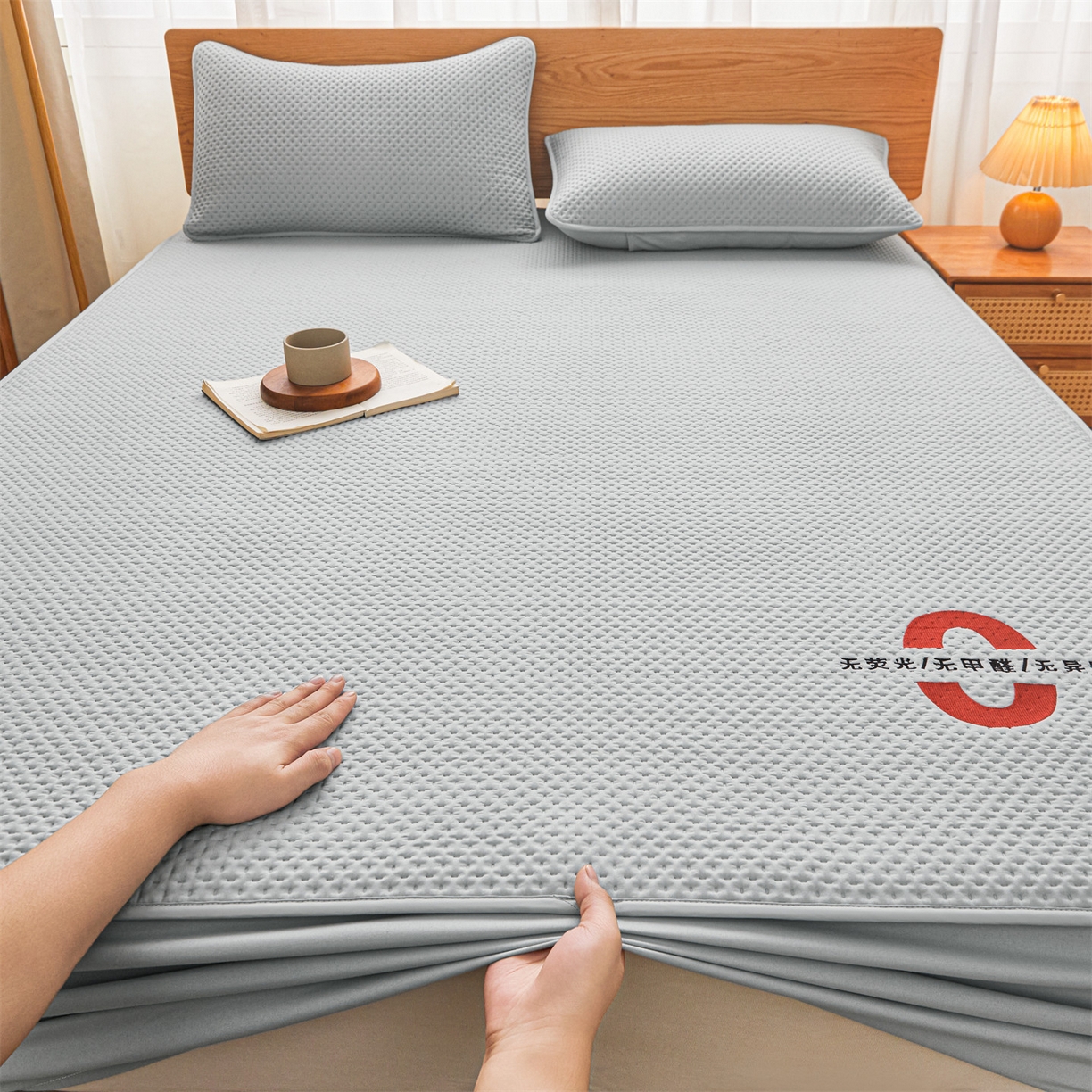 91家纺网 家纺一手货源 找家纺 居眠 2025新款安睡-防水棉花床笠 安睡-灰