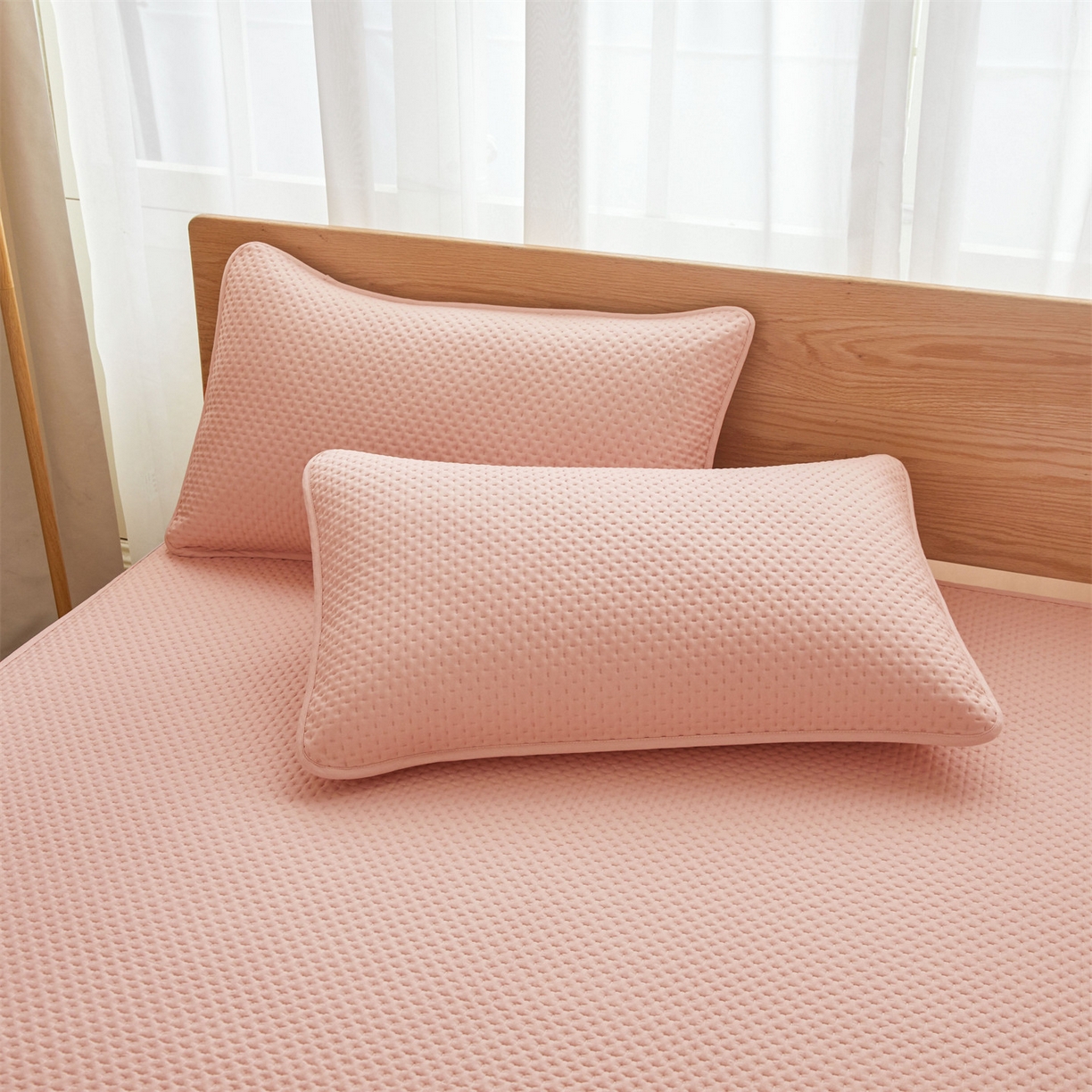 91家纺网 家纺一手货源 找家纺 居眠 2025新款安睡-防水棉花床笠 安睡-粉