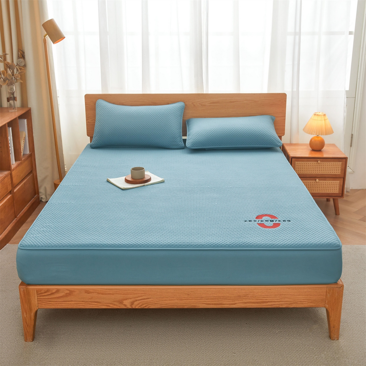 91家纺网 家纺一手货源 找家纺 居眠 2025新款安睡-防水棉花床笠 安睡-蓝