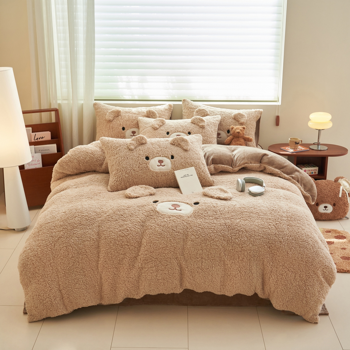 91家纺网 家纺一手货源 找家纺 晨曦家纺 2025贴布绣刺绣工艺羊羔绒牛奶绒四件套 熊宝