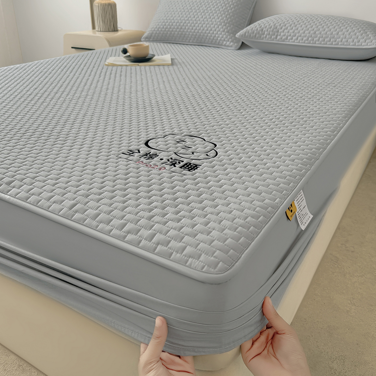 91家纺网 家纺一手货源 找家纺 居眠 2025新款莱尔-100%全棉棉花床笠 莱尔-灰