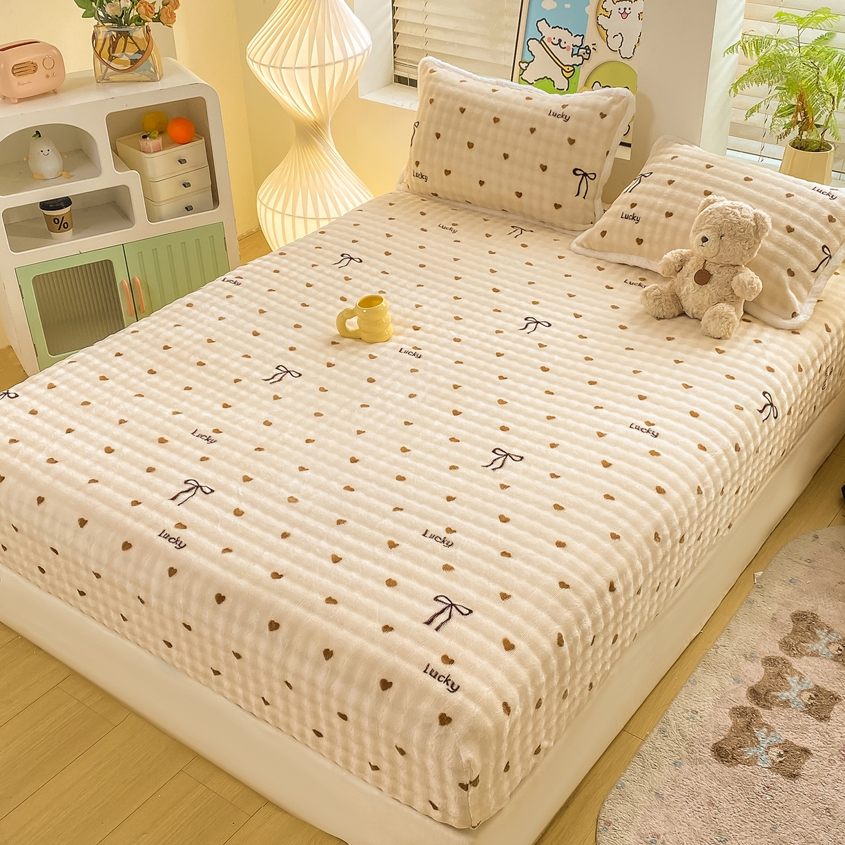 91家纺网 家纺一手货源 找家纺 （总）眠势力 2025新款暖绒泡泡床笠单件冬季保暖床罩牛奶绒床垫保护套