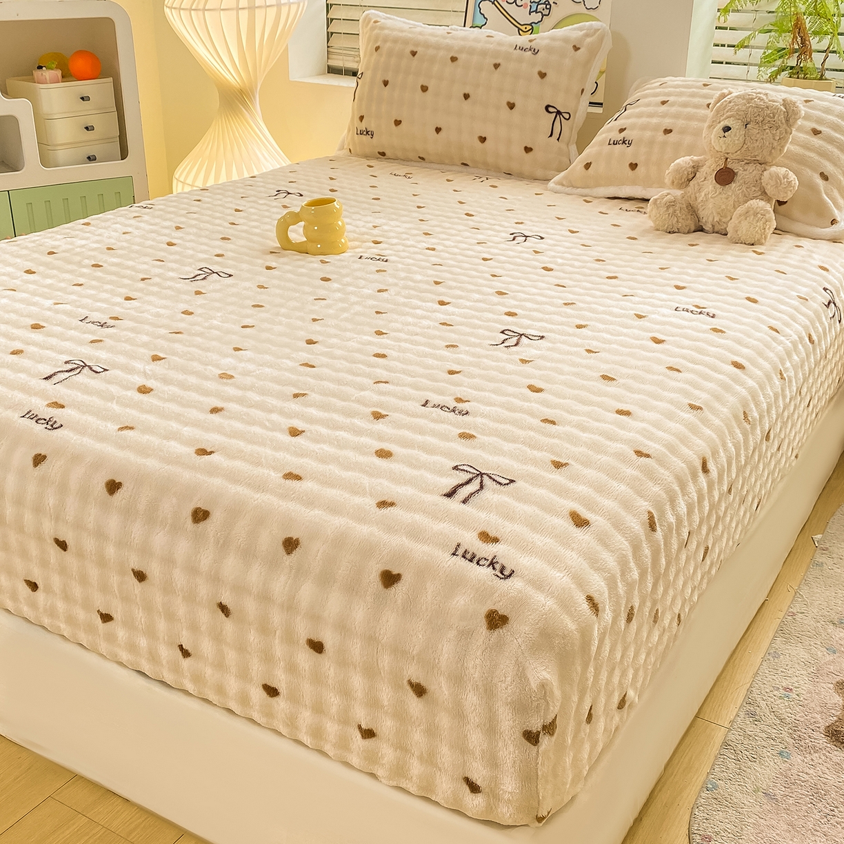 91家纺网 家纺一手货源 找家纺 （总）眠势力 2025新款暖绒泡泡床笠单件冬季保暖床罩牛奶绒床垫保护套